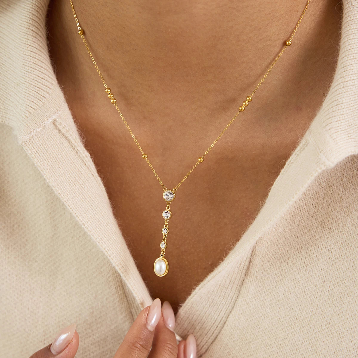 Pearl Y Necklace