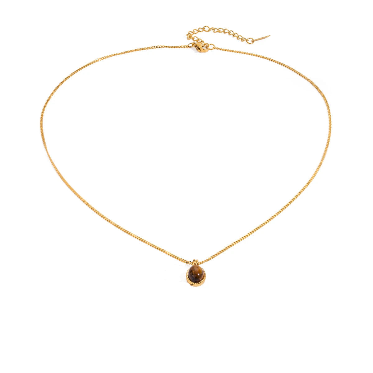 Gold necklace on a white background