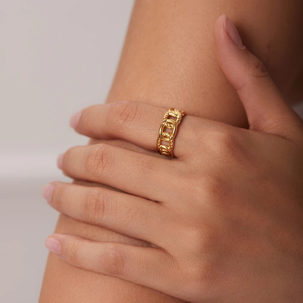Link Chain Gold Open Rings