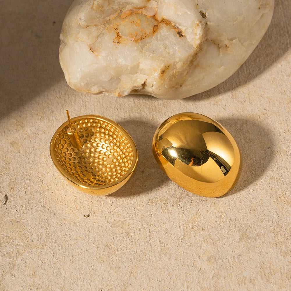 Oval Gold Drop Earrings