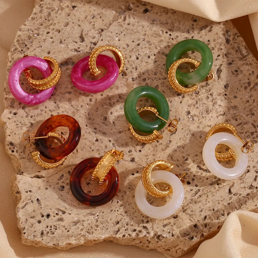 Colorful Curled Bead Earrings