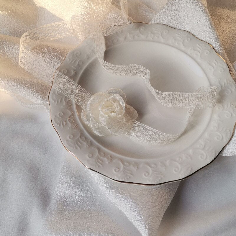 Ribbon chocker flower Necklaces