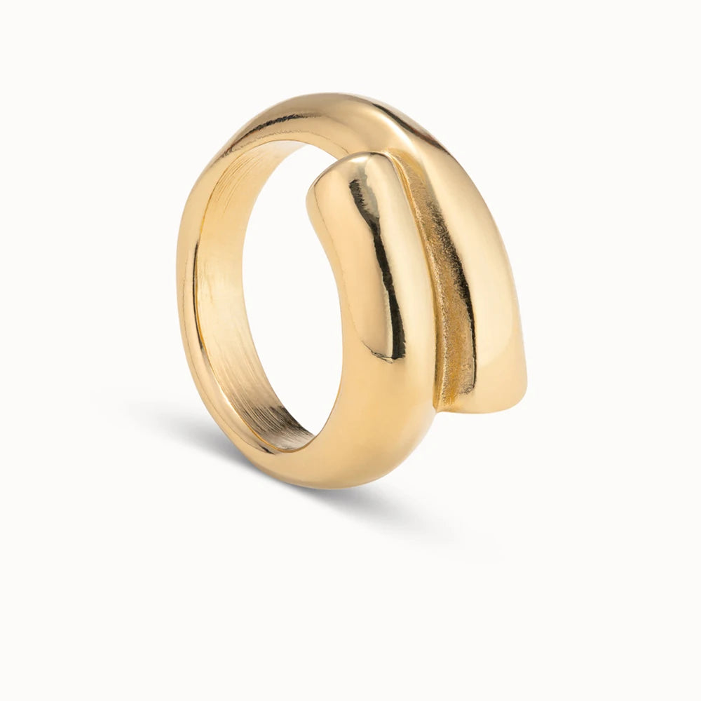 Gold ring on a white background