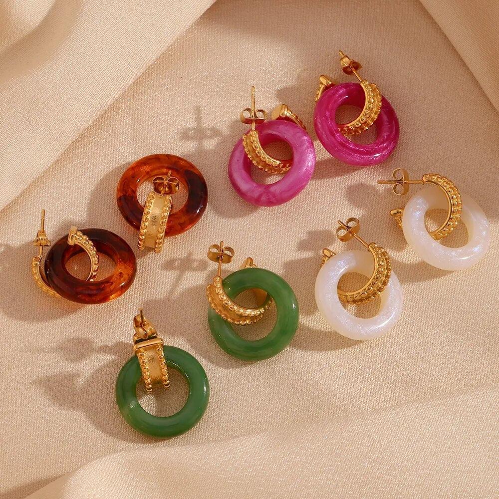 Colorful Curled Bead Earrings