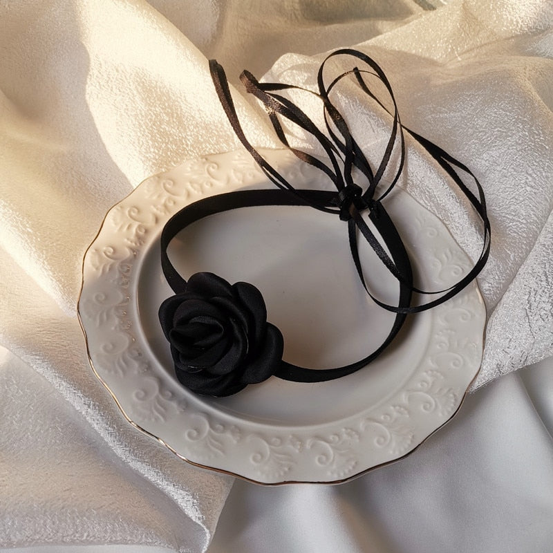 Ribbon chocker flower Necklaces