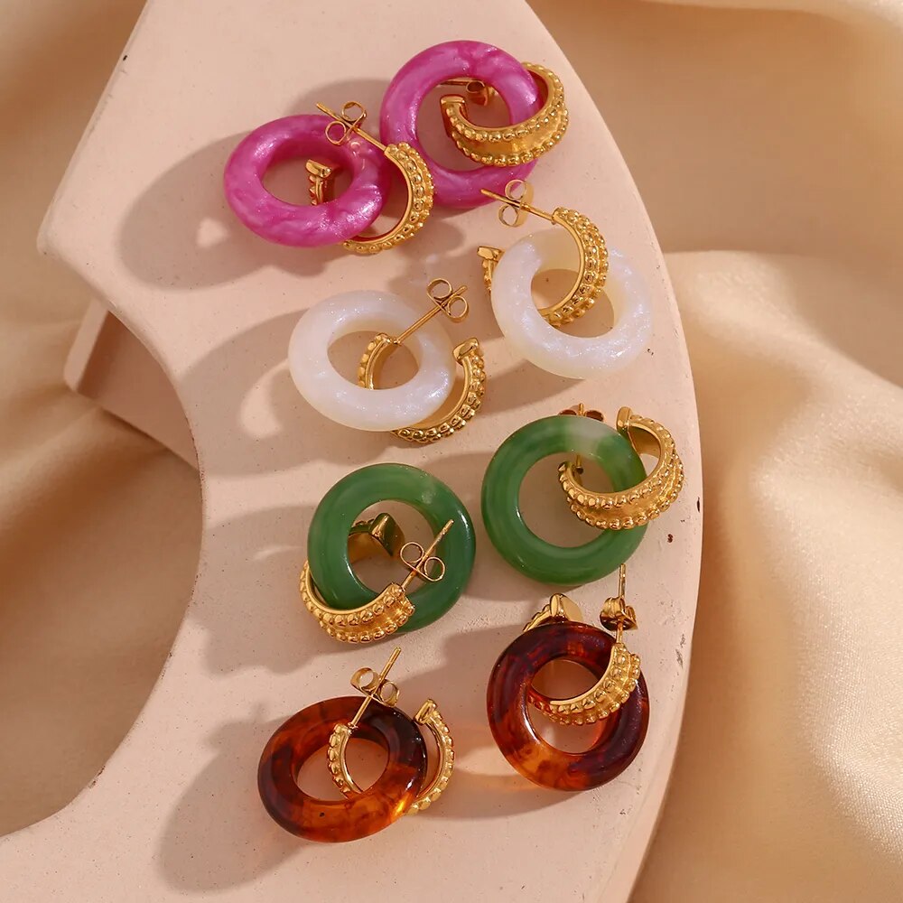 Colorful Curled Bead Earrings