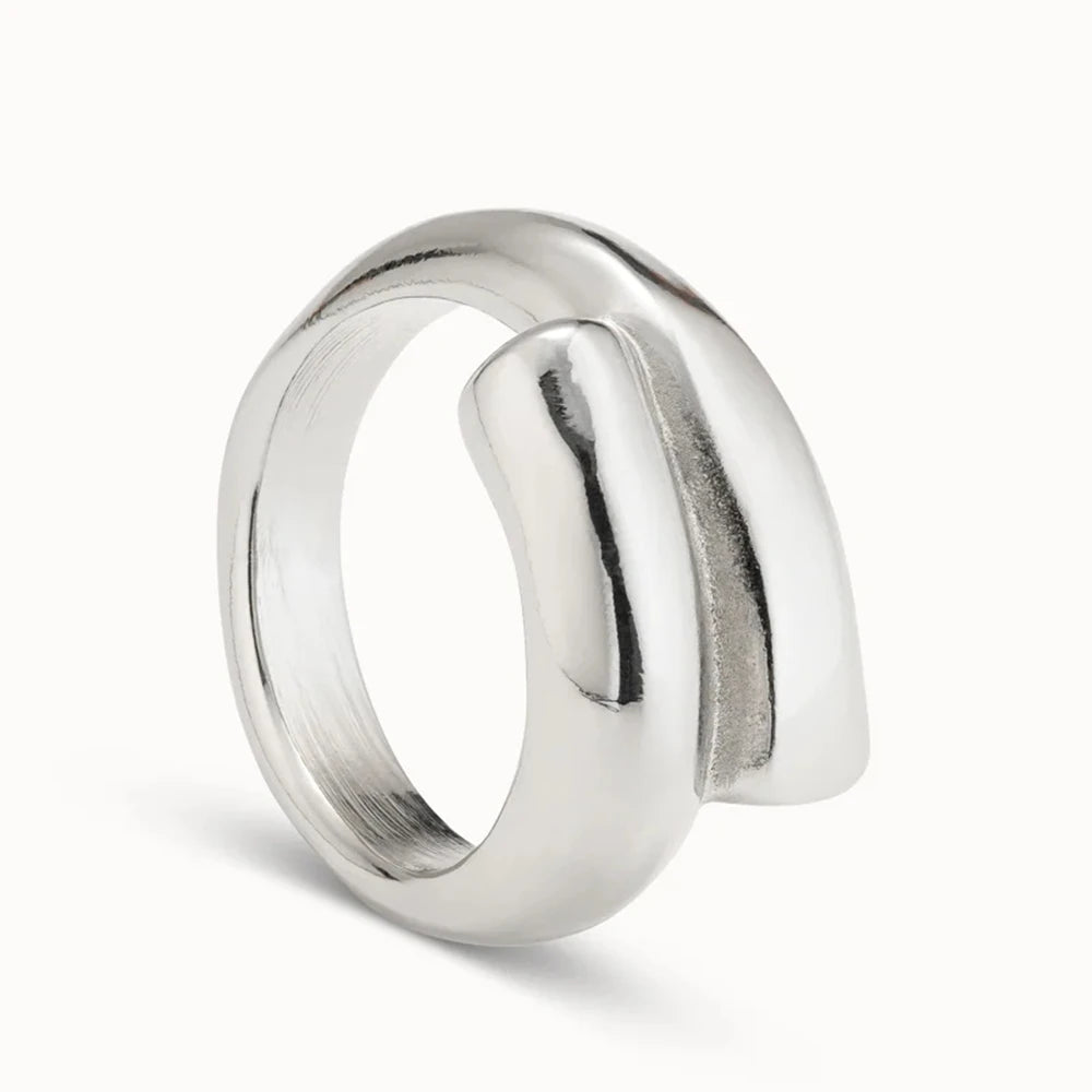 Silver ring on a white background