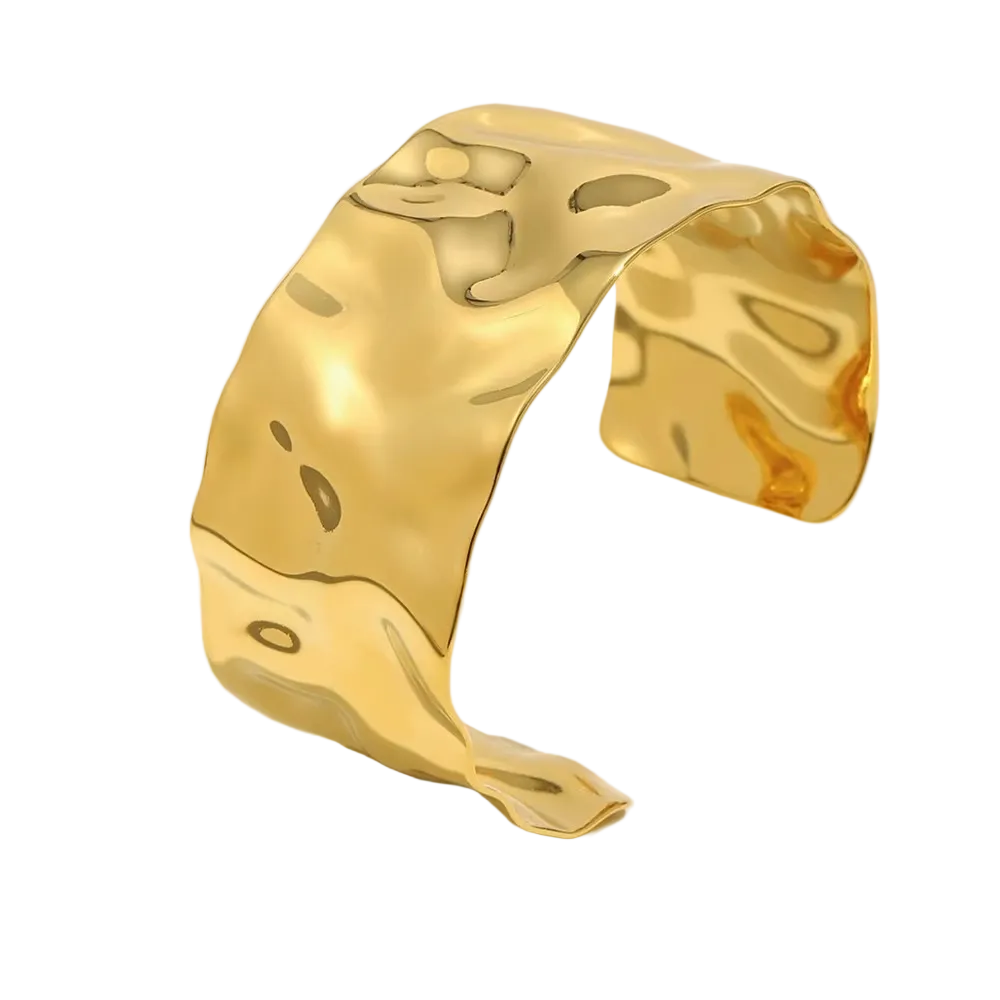 Gold bracelet on a white background
