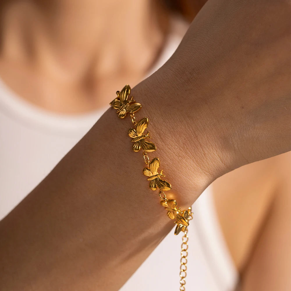18K Gold Butterfly Bracelet