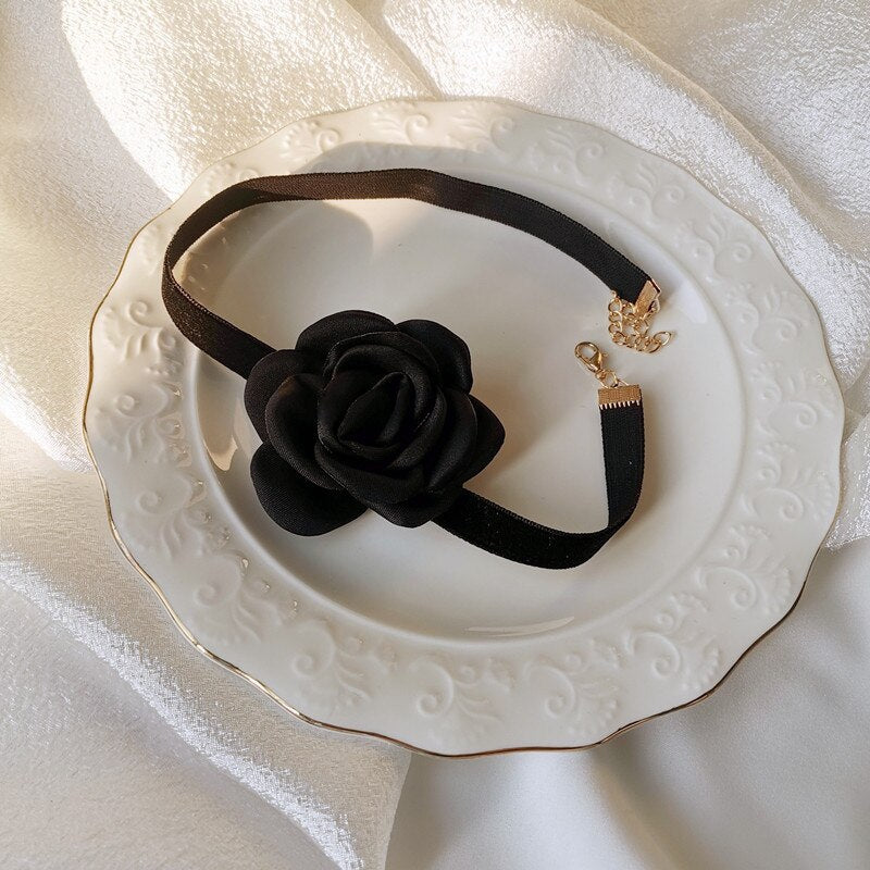Ribbon chocker flower Necklaces