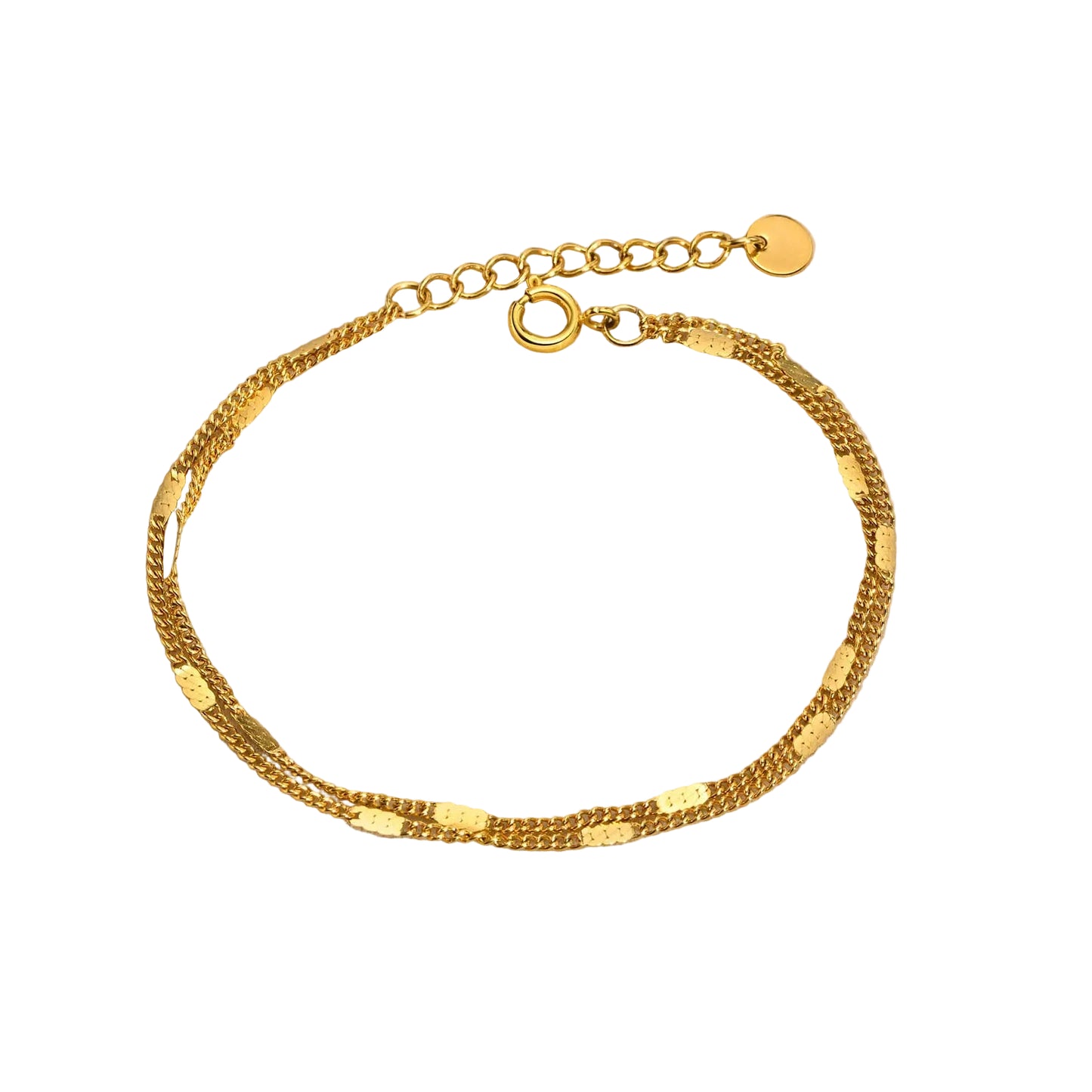 Gold bracelet on a white background