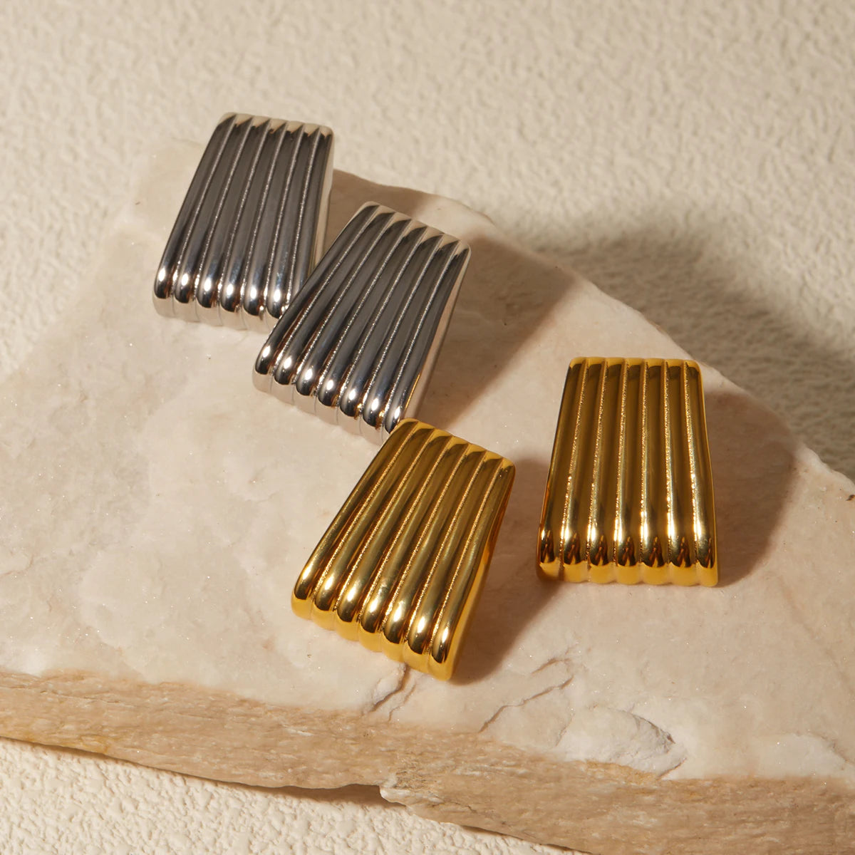 Striped Trapezoidal Earrings