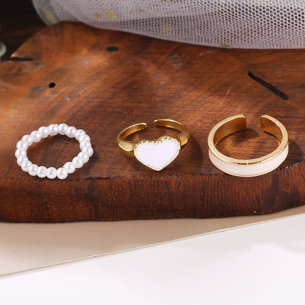 3Pcs/set gold rings for women