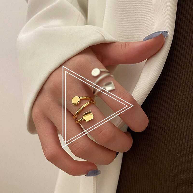 Multi layer Round Square Open Ring