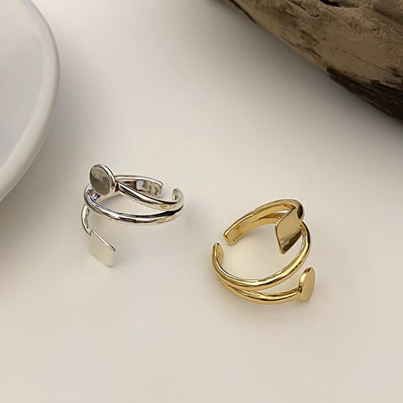 Multi layer Round Square Open Ring