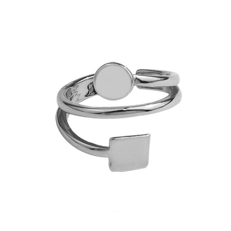 Multi layer Round Square Open Ring