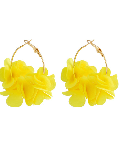 Flower Pendant Hoop Earrings