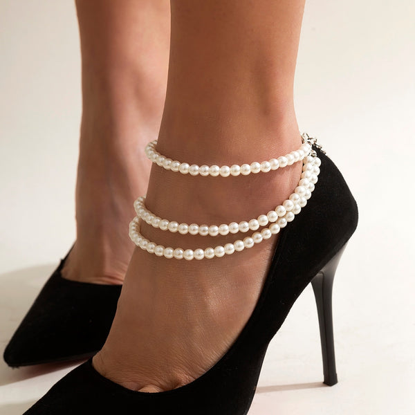 Tassel Pearl Chain Anklets