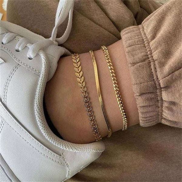 Multilayer Cuba Chain Anklet