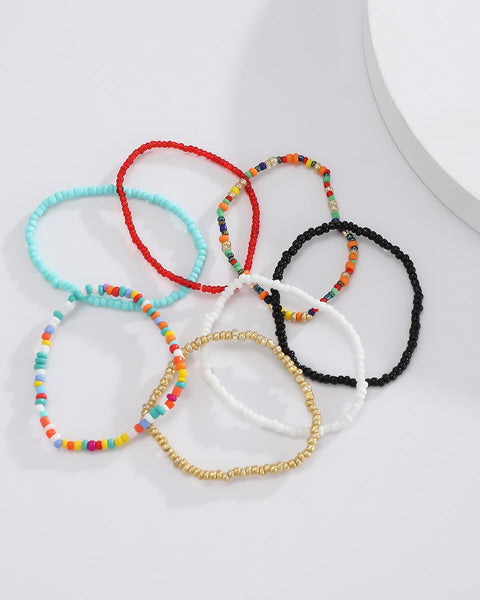 7Pcs Colorful Seed Bead Bracelets Set