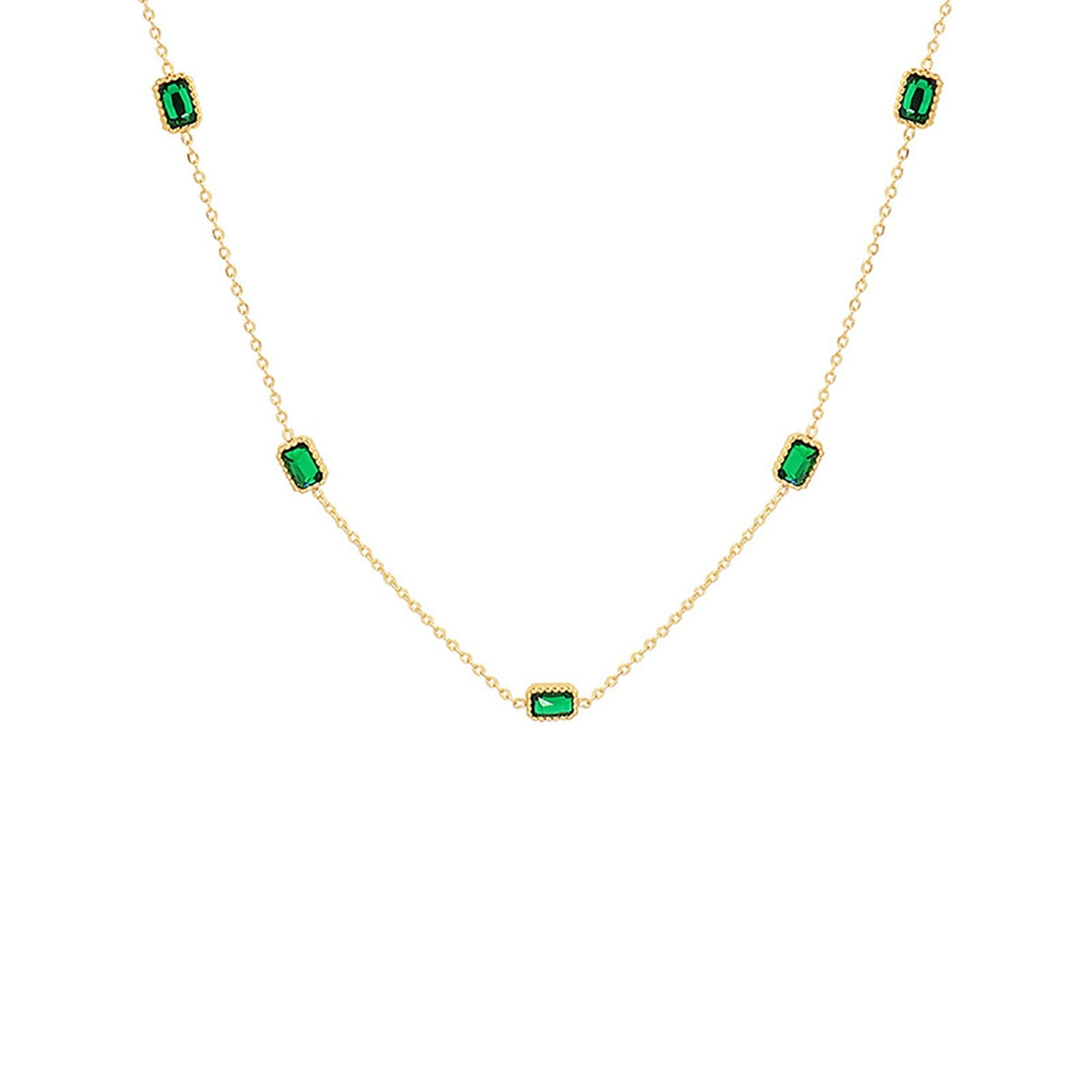 Green Cubic Gold Necklace