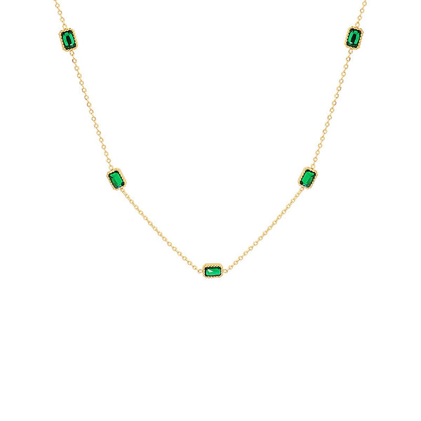Green Cubic Gold Necklace