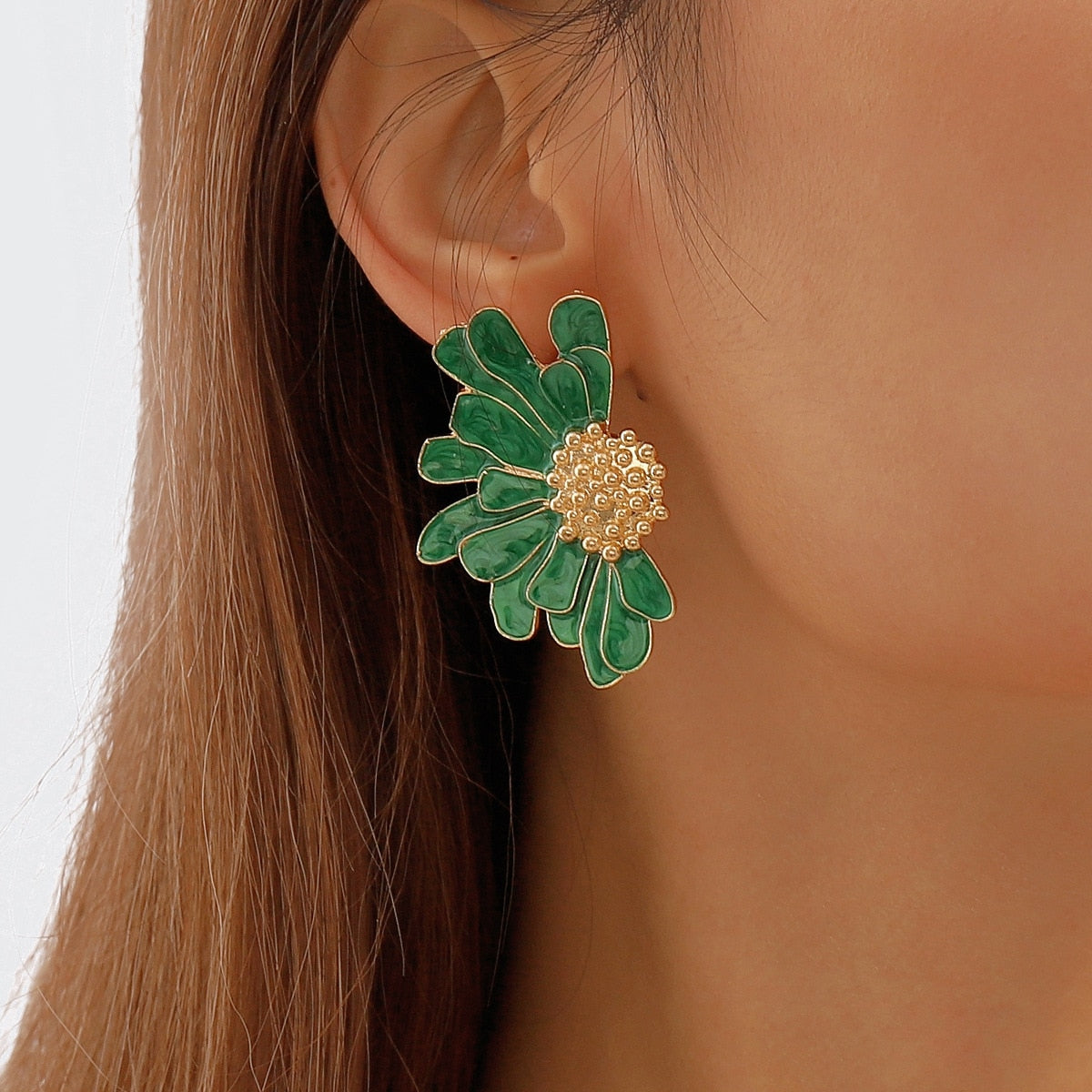 Colorful Big Flower Stud Earrings