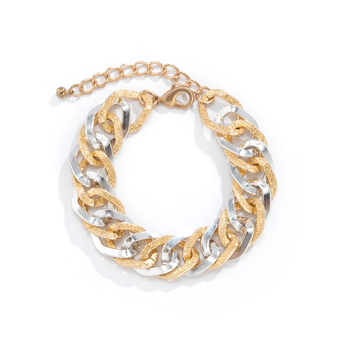 A twisted chain gold bracelet with a solid gold chain and twisted links, on a transparent background.