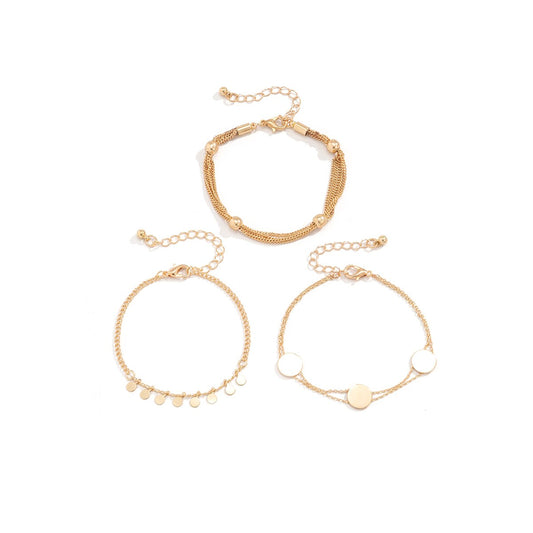 Sophisticated 3-piece gold chain bracelet set