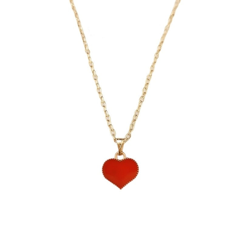Enamel Heart Pendants Necklace