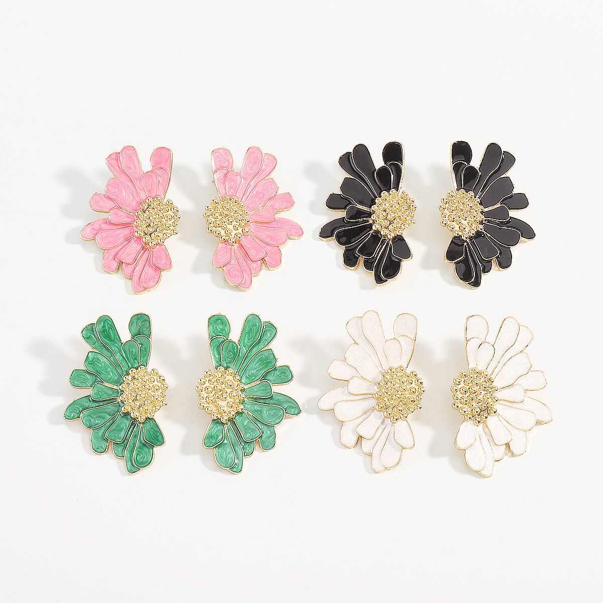 Colorful Big Flower Stud Earrings