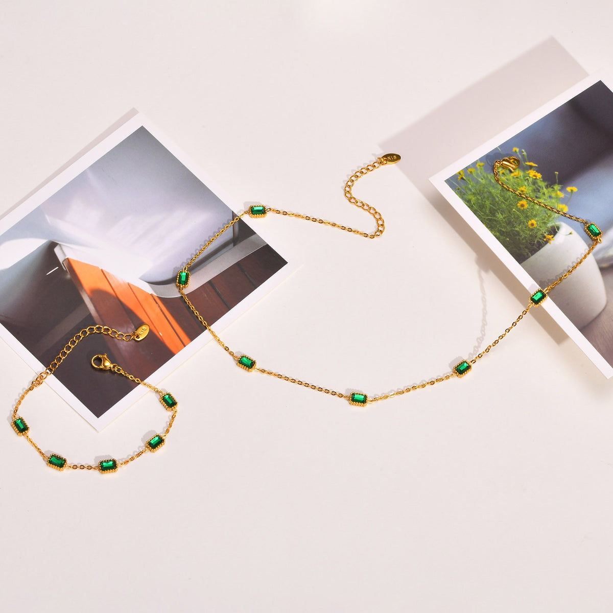Green Cubic Gold Necklace