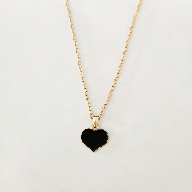 Enamel Heart Pendants Necklace