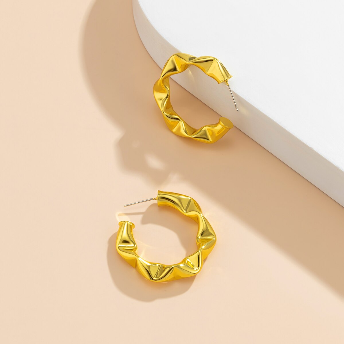 Round Gold Stud Earrings
