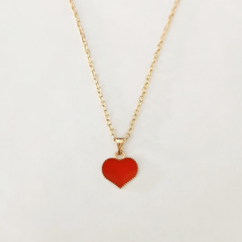 Enamel Heart Pendants Necklace
