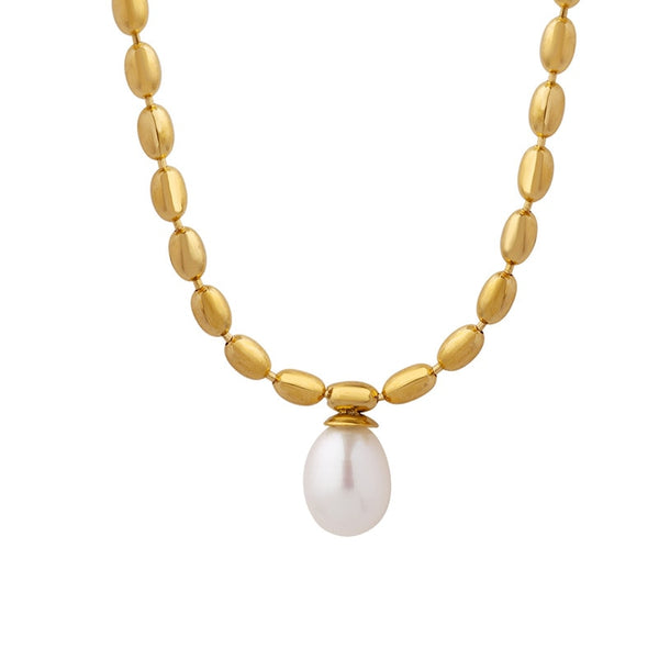 Rice Bead Gold Necklace