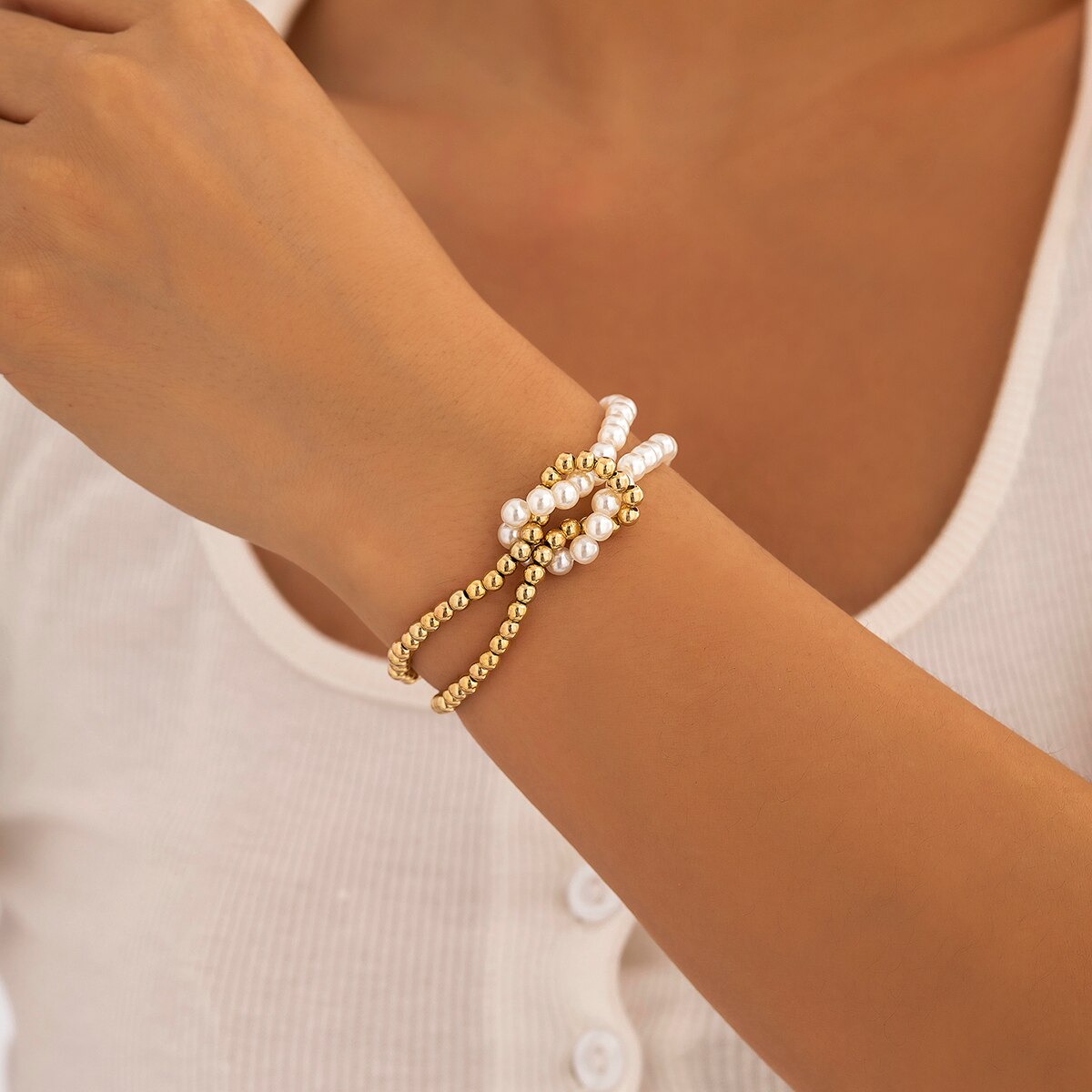 Beaded Gold Chain Bracelets