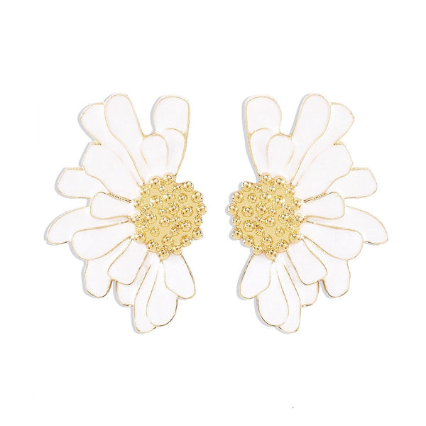 Colorful Big Flower Stud Earrings